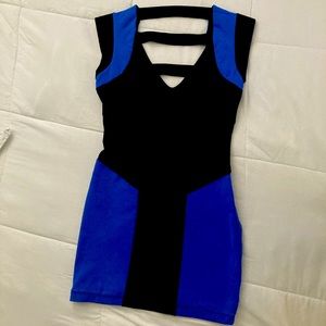 Bebe Sexy Mini Dress Small Black with Blue